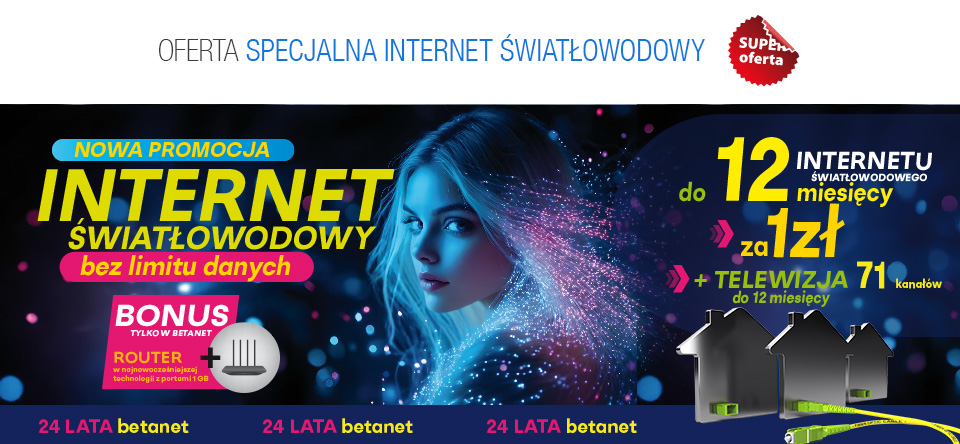 Najszybszy Światłowód dla Swoszowic Rajska Wróblowic Zbydniowic Soboniowic Golkowic i Okolic do 1 Gb do 12 miesięcy za 1 zł